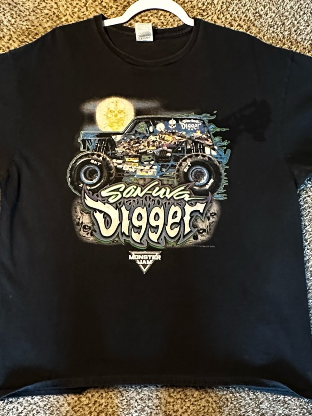 Son-Uva Digger Monster Jam Graphic Tee - Black some stains on back photographed